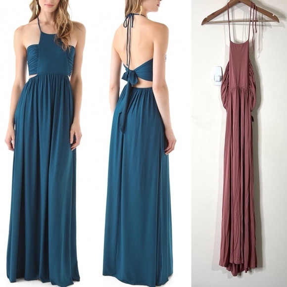 Rachel Pally x Shopbop Mauve Pink Back Tie Cutout Halter Maxi Dress Small RARE